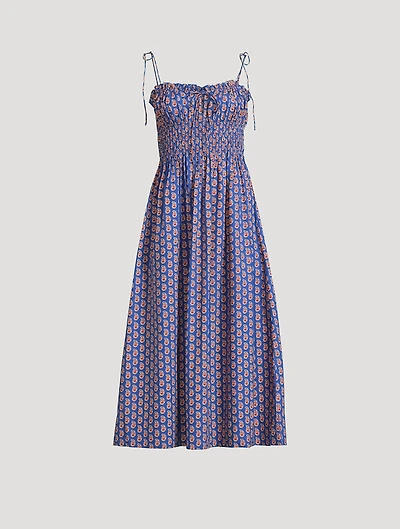 Rhoda Smocked Midi Dress Paisley Print