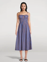 Rhoda Smocked Midi Dress Paisley Print