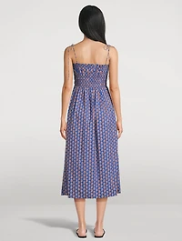 Rhoda Smocked Midi Dress Paisley Print