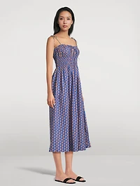 Rhoda Smocked Midi Dress Paisley Print