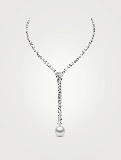 Zyyp 18K White Gold South Sea Pearl And Diamond Zip Necklace