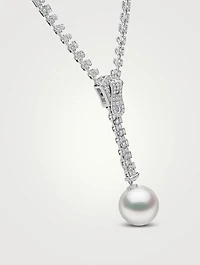 Zyyp 18K White Gold South Sea Pearl And Diamond Zip Necklace