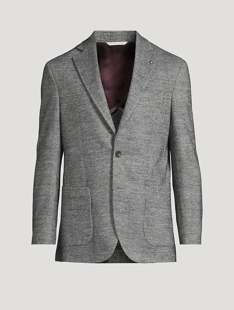 Wool-Blend Jacket Plaid Print