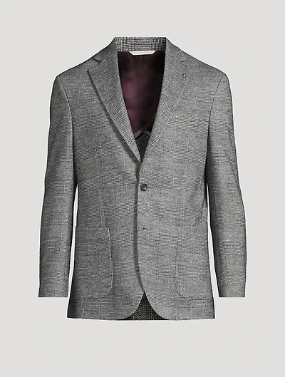 Wool-Blend Jacket Plaid Print