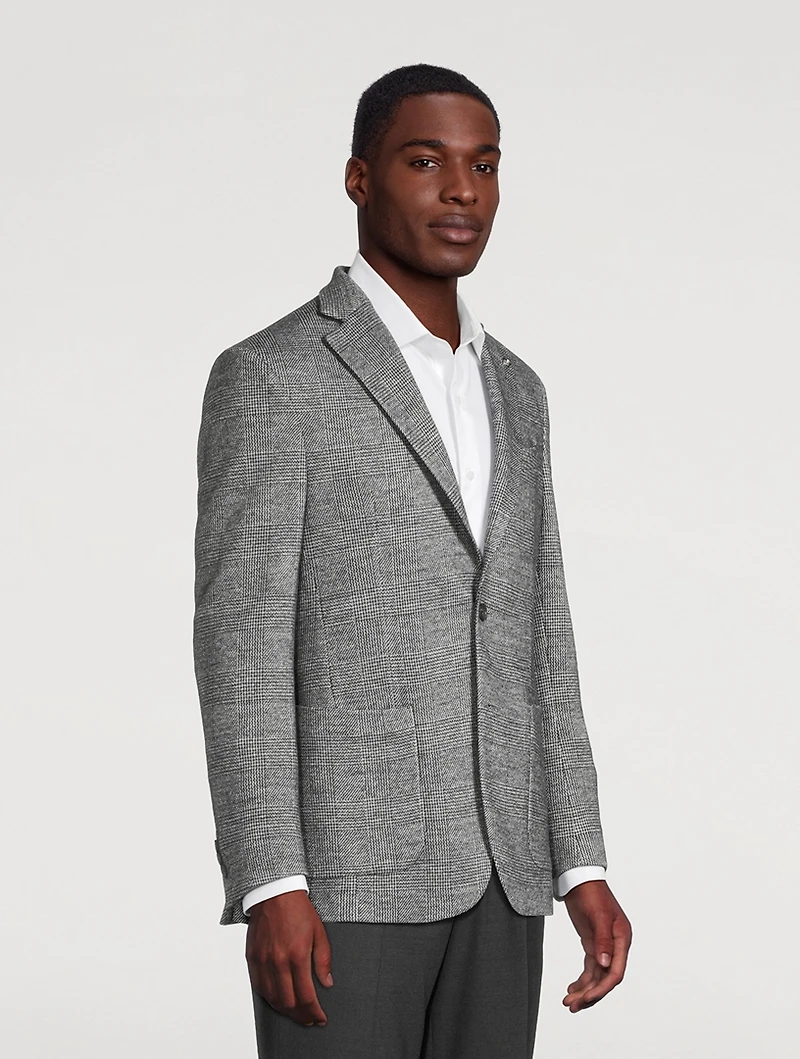 Wool-Blend Jacket Plaid Print