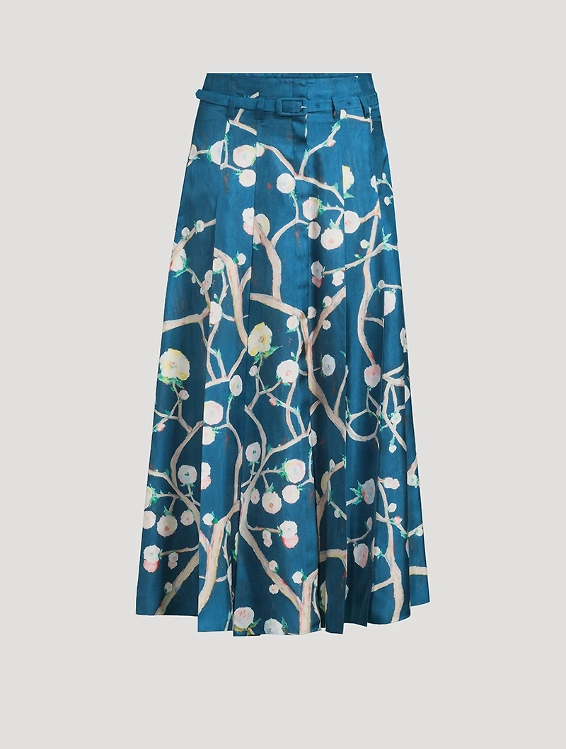 Dugald Belted Silk Maxi Skirt Floral Print
