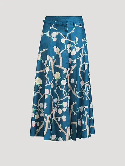 Dugald Belted Silk Maxi Skirt Floral Print