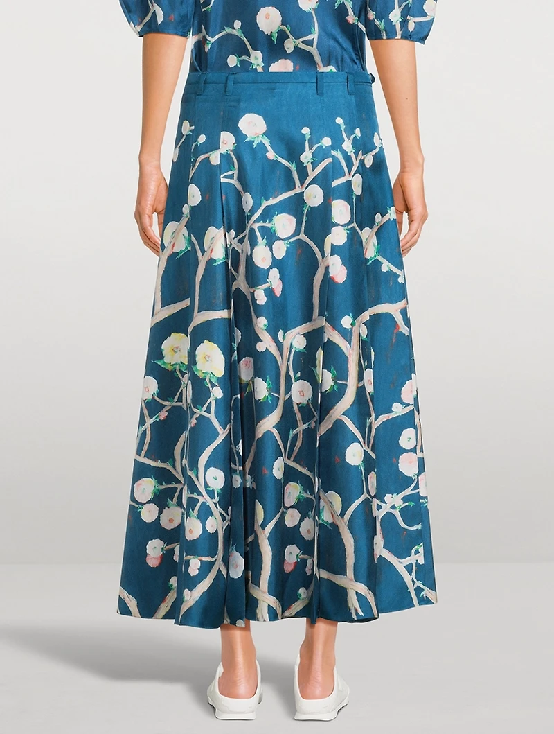 Dugald Belted Silk Maxi Skirt Floral Print