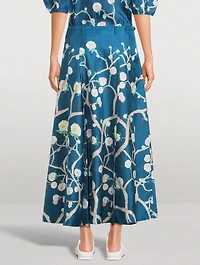 Dugald Belted Silk Maxi Skirt Floral Print