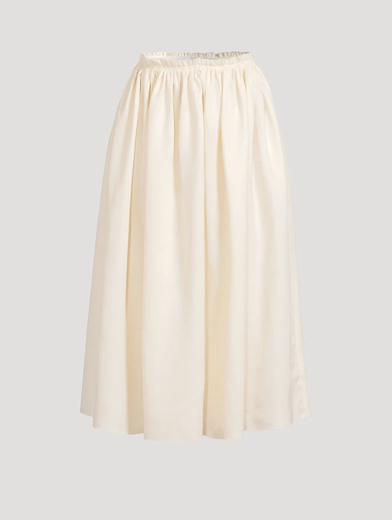 Chiara Gathered Linen Midi Skirt