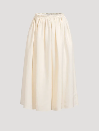 Chiara Gathered Linen Midi Skirt
