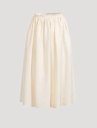 Chiara Gathered Linen Midi Skirt