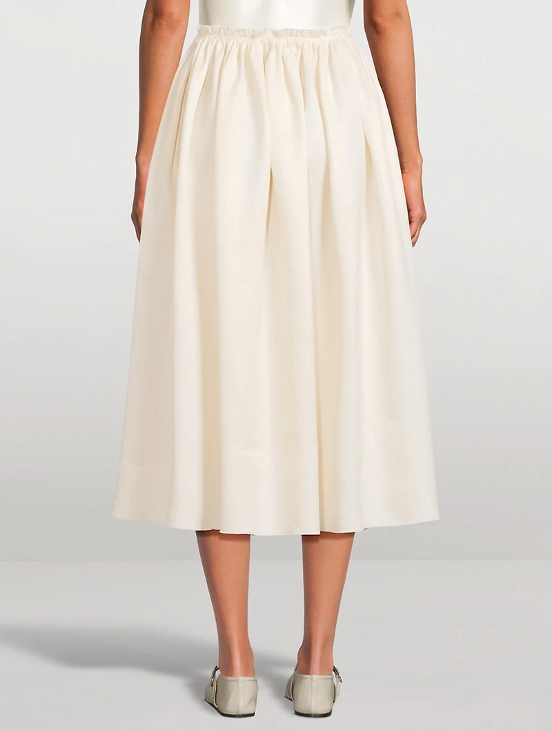 Chiara Gathered Linen Midi Skirt