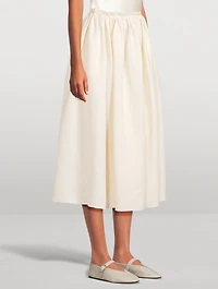 Chiara Gathered Linen Midi Skirt