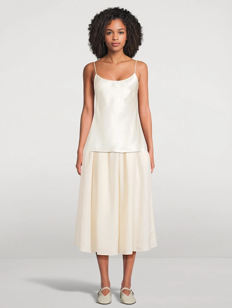 Chiara Gathered Linen Midi Skirt