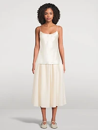 Chiara Gathered Linen Midi Skirt