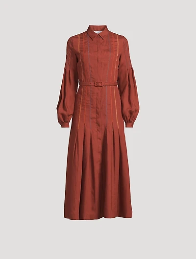 Aleka Belted Linen Shirt Dress