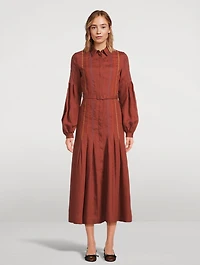 Aleka Belted Linen Shirt Dress