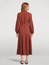 Aleka Belted Linen Shirt Dress