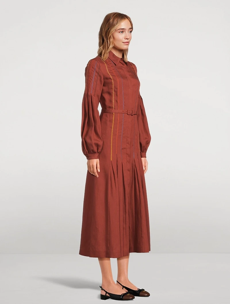 Aleka Belted Linen Shirt Dress