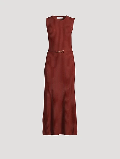 Meier Belted Rib-Knit Maxi Dress