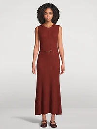 Meier Belted Rib-Knit Maxi Dress