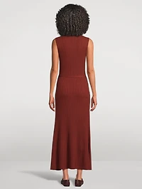 Meier Belted Rib-Knit Maxi Dress