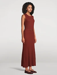 Meier Belted Rib-Knit Maxi Dress