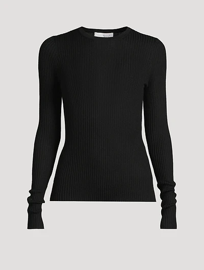 Browning Rib-Knit Cashmere Silk Sweater
