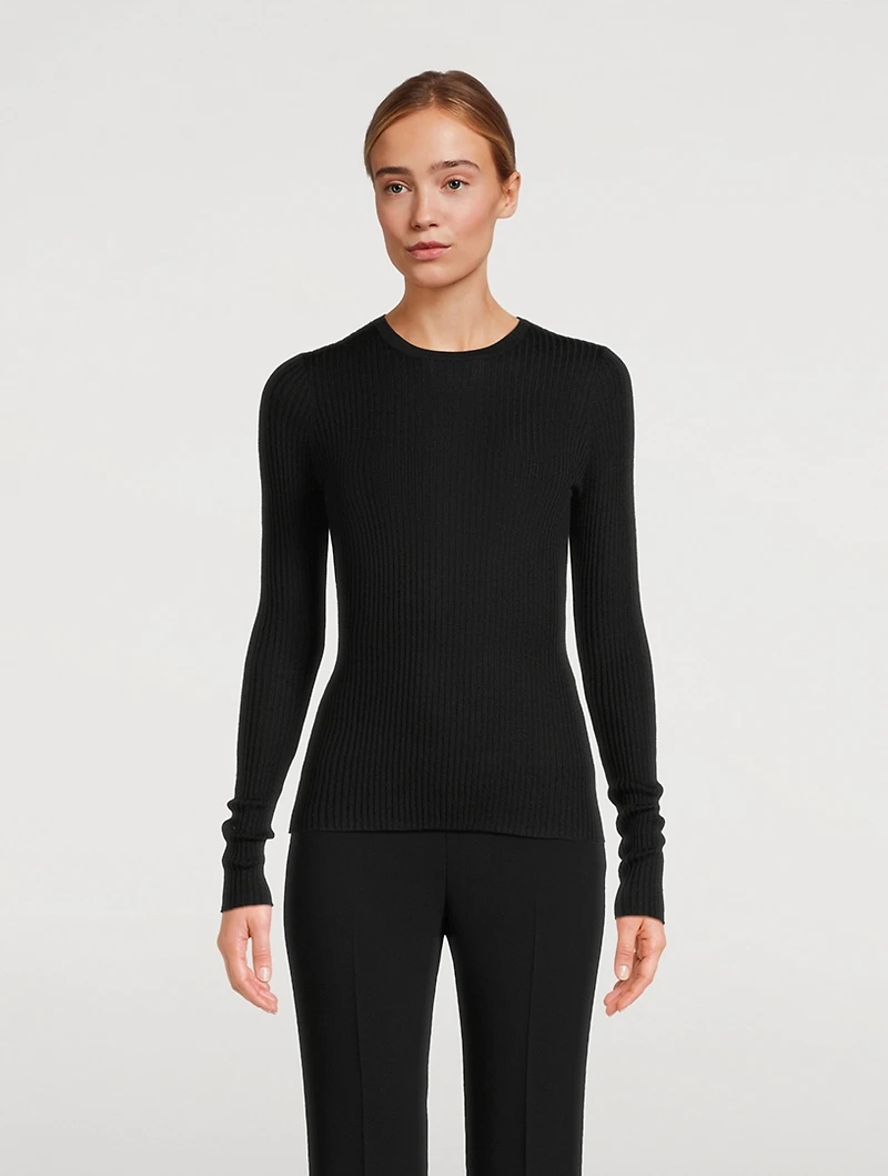 Browning Rib-Knit Cashmere Silk Sweater