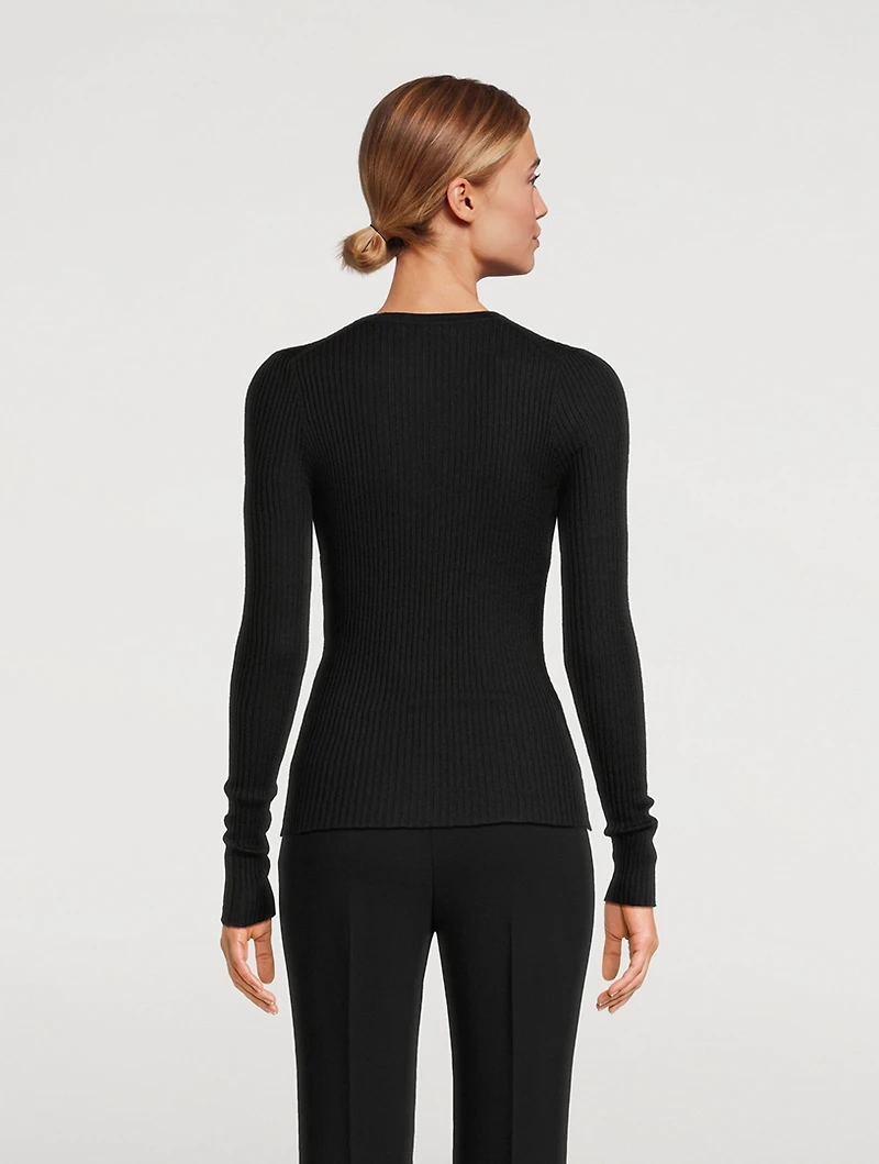 Browning Rib-Knit Cashmere Silk Sweater