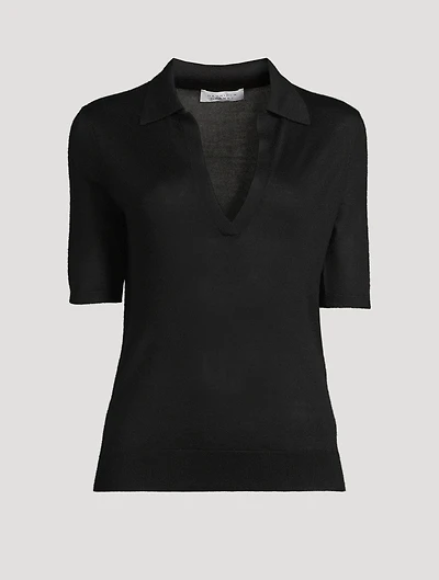 Frank Cashmere Silk Polo Sweater