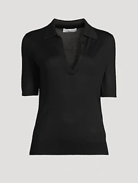 Frank Cashmere Silk Polo Sweater