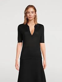 Frank Cashmere Silk Polo Sweater