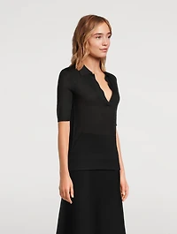 Frank Cashmere Silk Polo Sweater