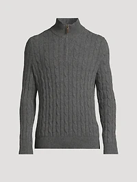 Cable-Knit Cashmere Quarter-Zip Sweater