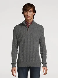 Cable-Knit Cashmere Quarter-Zip Sweater