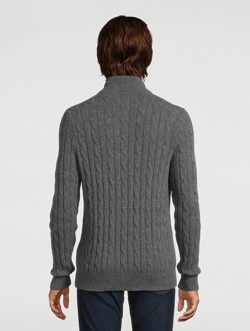 Cable-Knit Cashmere Quarter-Zip Sweater