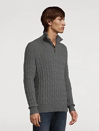 Cable-Knit Cashmere Quarter-Zip Sweater