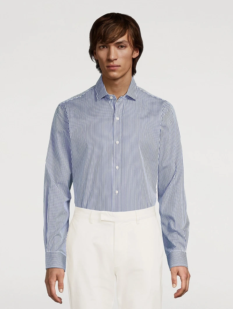 Classic Fit Striped Poplin Shirt