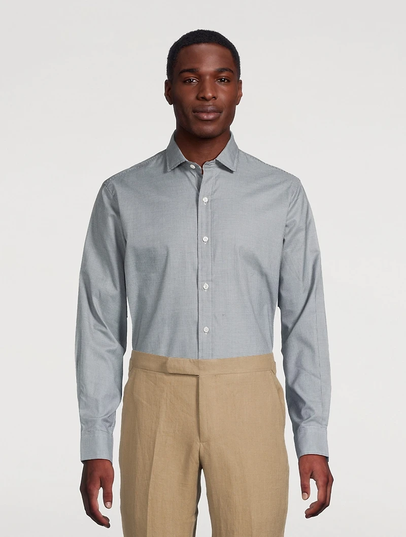 Classic Fit Houndstooth Twill Shirt