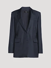 Oversized Cinch Waist Silk Jacket