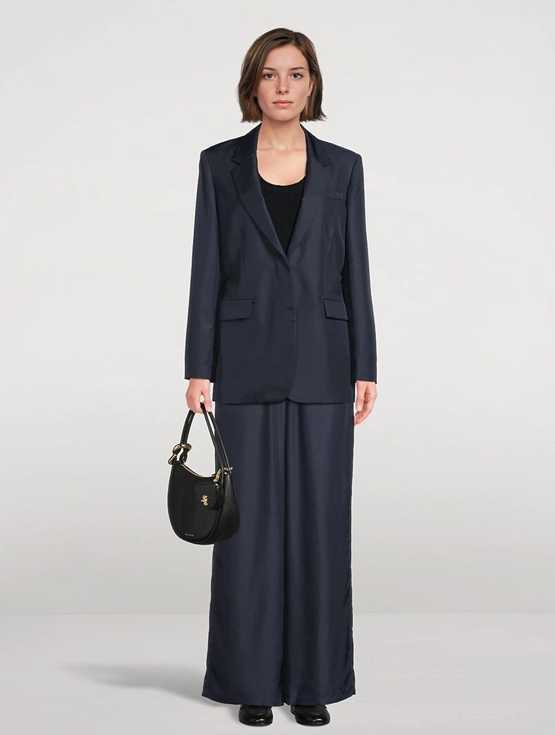 Oversized Cinch Waist Silk Jacket