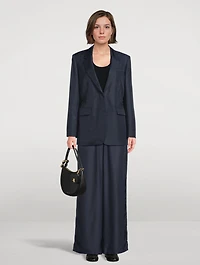 Oversized Cinch Waist Silk Jacket