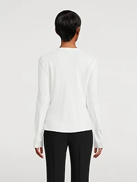 Silk Long-Sleeve Cowlneck Blouse