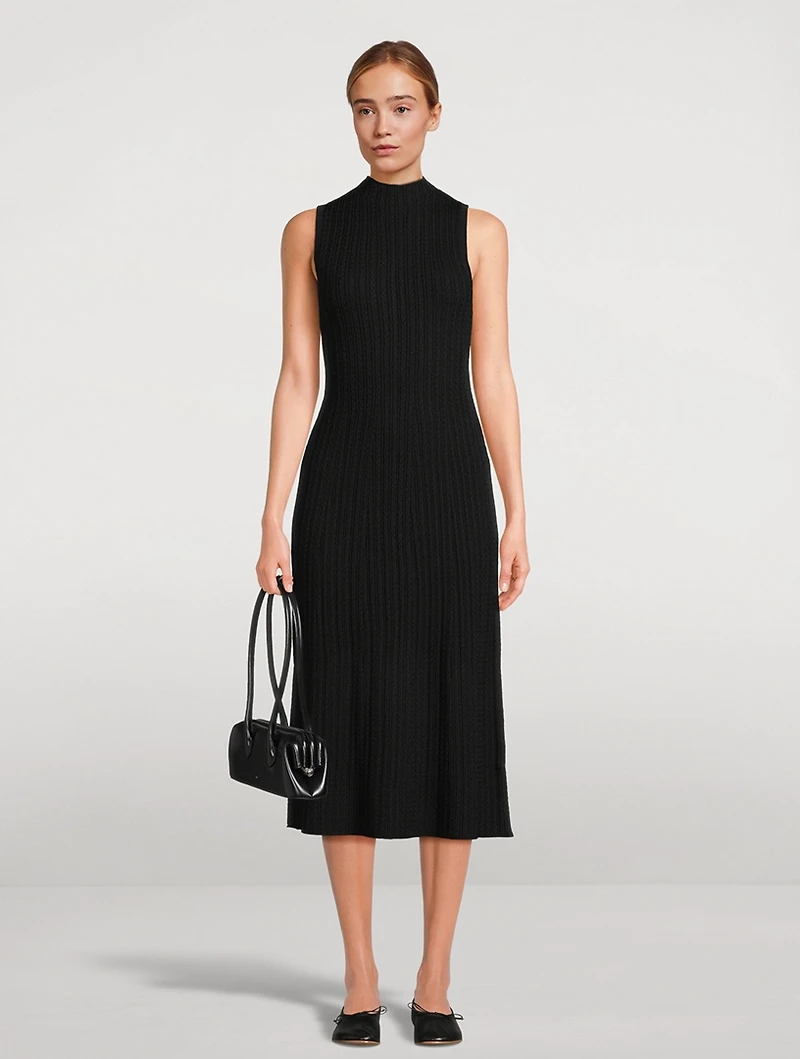 Cable Rib Knit Midi Dress