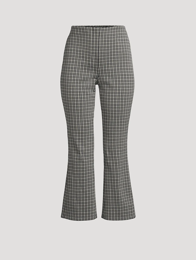 High Waisted Knit Plaid Kick Pants