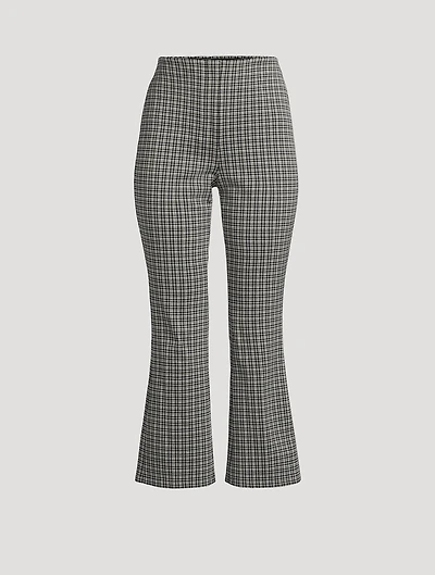 High Waisted Knit Plaid Kick Pants