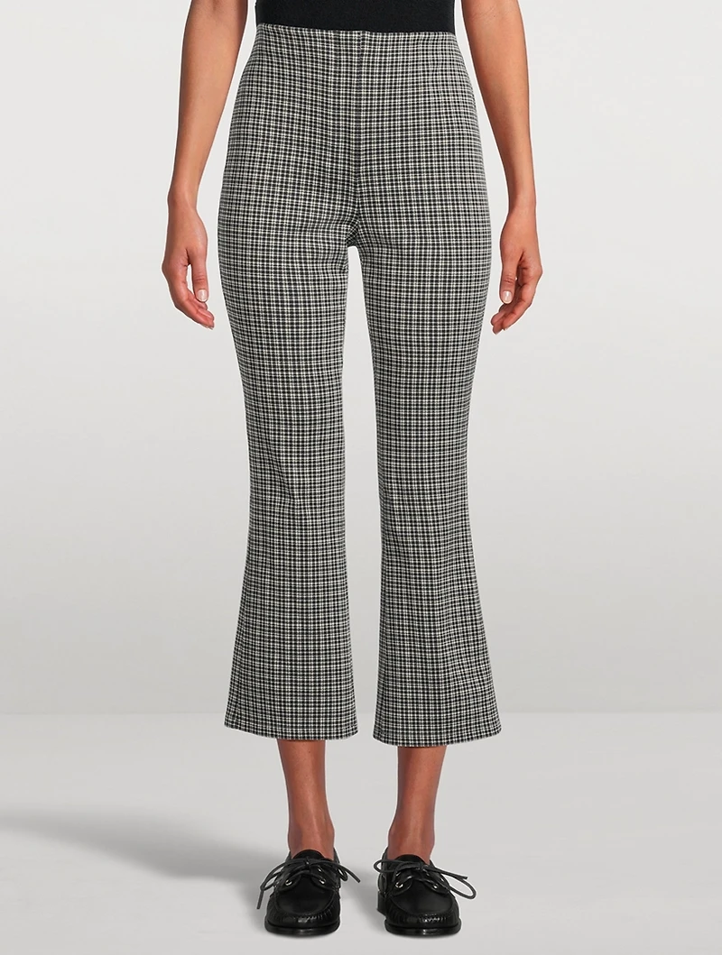 High Waisted Knit Plaid Kick Pants