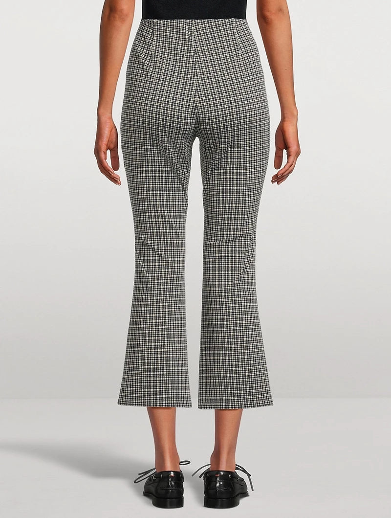 High Waisted Knit Plaid Kick Pants